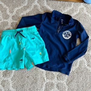 Toddler bathing suit and rash guard